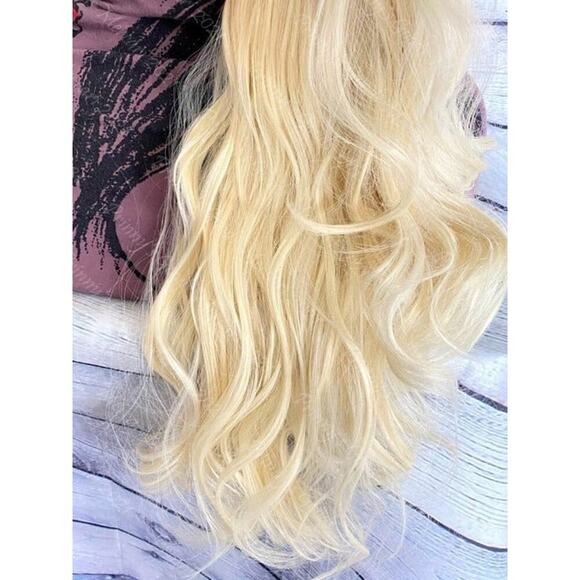 Synthetic Lace Front Wig Long Natural Wave 20" 613/4 Dark Brown Roots Hair - Picture 10 of 10